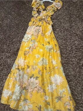Yellow Floral Halter Dress